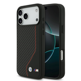 BMW, PU Leather & Carbon Case with Colored Line Stitch, iPhone 17 Pro Max